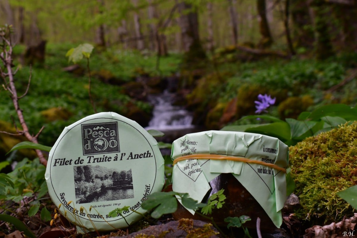 photo de conserve artisanale de filet de truite à l'aneth , produit régional