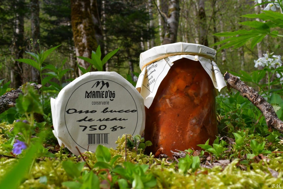 photo de conserve artisanale d'asso bucco de veau , produit régional