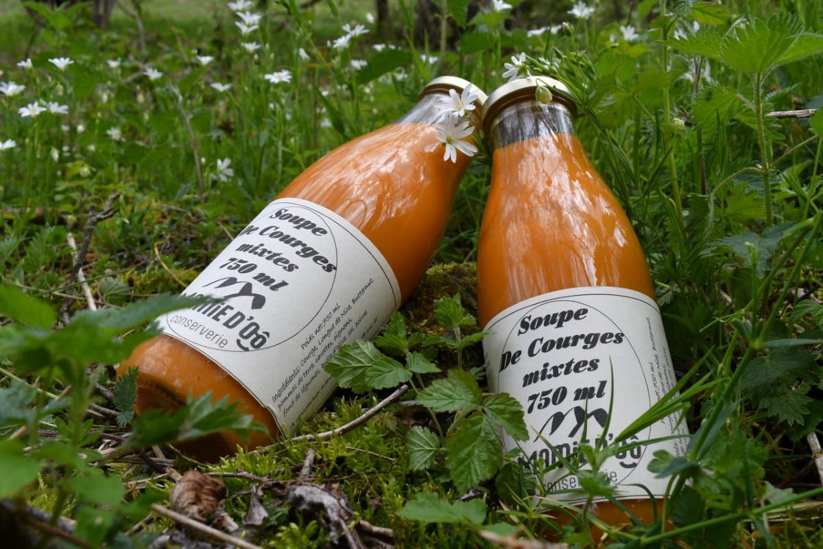 photo de conserve artisanale de soupe de courges mixtes, produit régional